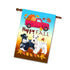HAPPY FALL House Wall Flag Miniature Schnauzers - Red Truck Pumpkin Colorful Leaves
