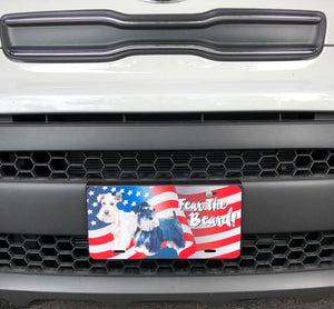 Custom Fear The Beard - Patriotic USA Flag - License Plate