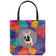 Cutie French Bulldog - Colourful Leaves Tote Bag