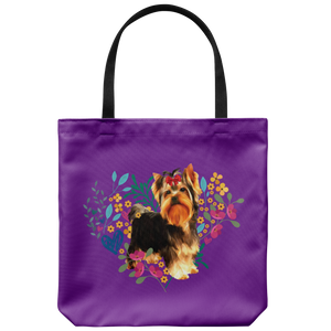 Yorkshire Terrier - Heart Shape Flower - Tote Bag