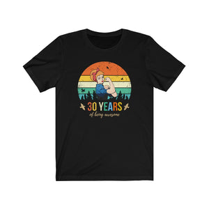 30 Years of Being Awesome, Pin Up Girl Shirt, Blonde Hair, 30th Birthday Gift For Women, Strong Woman Gift