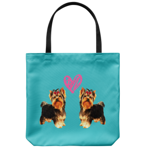 Yorkshire Terrier - Twin Yorkies Love - Tote Bag