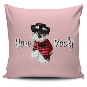Cute Schnauzer Puppy "You Rock" Pillow