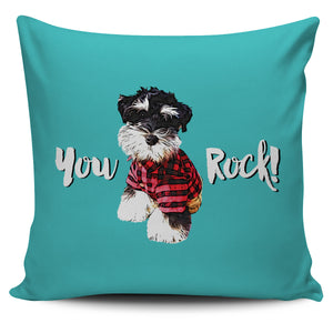 Cute Schnauzer Puppy "You Rock" Pillow