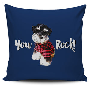 Cute Schnauzer Puppy "You Rock" Pillow