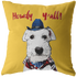 Howdy Y'all White Schnauzer Cowboy Yellow Pillow