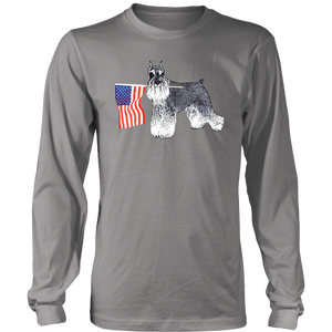 Miniature Schnauzer - 4th July American Flag - Long Sleeve District T-shirt