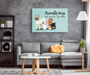 Custom "Friendly Dogs But Beware of Owner" Rectangular Canvas