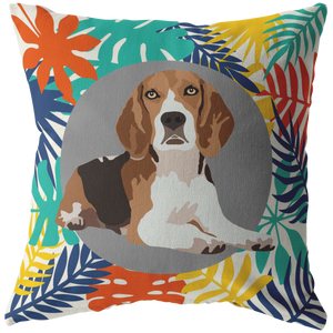 Beagle #2 Colorful Leaves Pillow