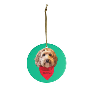Custom Ceramic Ornaments - We put red bandana on your pet! Sample : LincolnDoodle