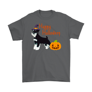 Happy Halloween Black & Silver Miniature Schnauzer Witch Pumpkin Unisex T-Shirt