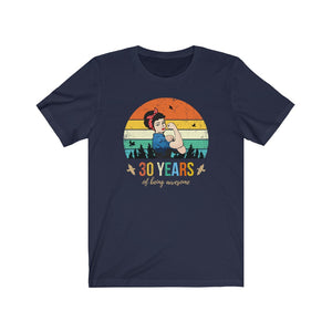 30 Years of Being Awesome, Pin Up Girl Shirt, Black Hair, 30th Birthday Gift For Women, Strong Woman Gift