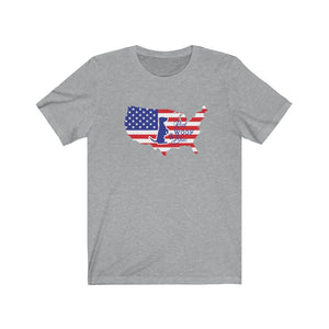 Unisex T-Shirt Patriotic Jack Russell Red Woof Blue - 4th July Independence Day Patriotism