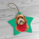 Custom Ceramic Ornaments - Add Red Bandana and Name of Pet! Sample: Reagandoodle