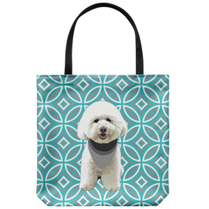 White Poodle Geometric Style 1 Tote Bag