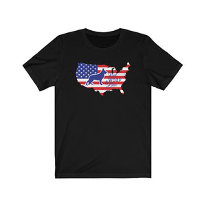 Patriotic German Shepherd, Red White Blue, Unisex Shirt, 4th July Shirt, American Flag Shirt, Patriotic Dog Shirt