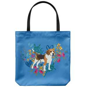 Beagle Heart Shape Flower Tote Bag