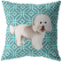 Cute White Poodle Geometric Style 1 Teal Pillow