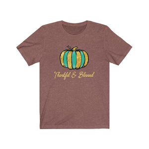 Thankful & Blessed, Teal Glitter Gold, Fall Shirt, Autumn Shirt, Thanksgiving Shirt, Pumpkin Shirt
