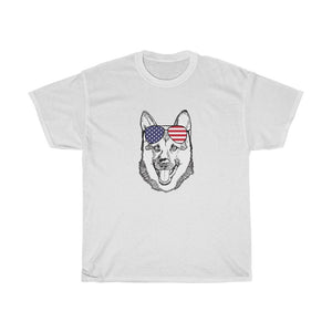 T-Shirt German Shepherd K9 Dog, Sunglasses, Patriotic American Flag  - 4th July Independence Day