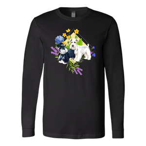 T-Shirt Schnauzers with Spring Flowers Design - Longsleeved T-Shirt