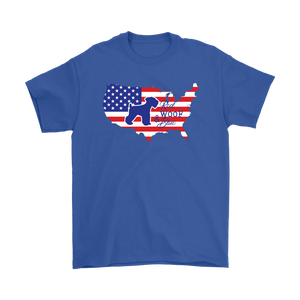 Unisex T-Shirt Patriotic Schnauzer Red Woof Blue - 4th July Independence Day - American Flag