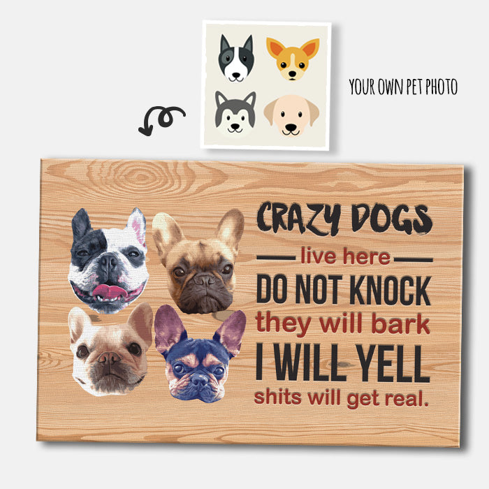 Custom Crazy Dogs Live Here Rectangular Canvas