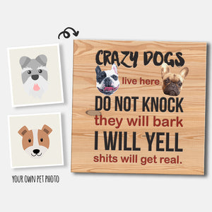 Custom Crazy Dogs Live Here Square Canvas