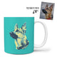 Custom Tri-Tone Mug (Teal, Ivory, Navy Blue Color) - To Feature Your Own Pet!