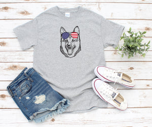 German Shepherd Patriotic American Flag Short-Sleeve Unisex T-Shirt