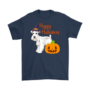 Happy Halloween - White Miniature Schnauzer Witch Pumpkin Unisex T-Shirt