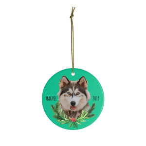 Custom Ornament - Christmas Wreath - With Name & Year