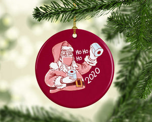Santa Claus with Mask,Toilet Paper Ceramic Ornaments Red, Christmas Ornament 2020, 2020 ornament, Memorabilia 2020