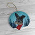 Custom Ornament - We Put Cute Winter Scarf on Your Pup! With Christmas Night Background