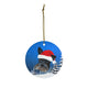 Custom Ornament - We Put Santa Hat on Your Pup! Christmas Night Background