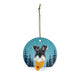 Custom Ornament - We Put Cute Winter Scarf on Your Pup! With Christmas Night Background