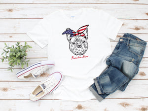 French Bulldog Mom 4th July American Flag Hair bow Short-Sleeve Unisex T-Shirt