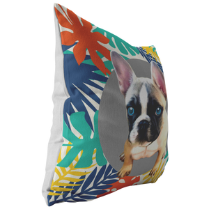 French Bulldog Pillow - Colourful Leaves