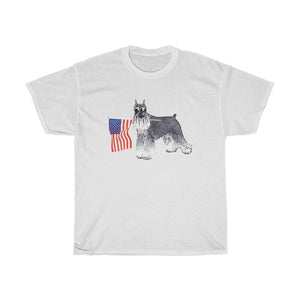 Miniature Schnauzer Patriotic American Flag Unisex Heavy Cotton Tee Independence Day 4th July Schnauzer Lover