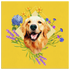 Golden Retriever Smiling Spring Flowers Square Canvas