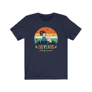 50 Years of Being Awesome, Pin Up Girl Shirt, Black Hair, 50th Birthday Gift For Women, Strong Woman Gift