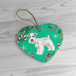 Custom Christmas Ceramic Ornaments - Green Background