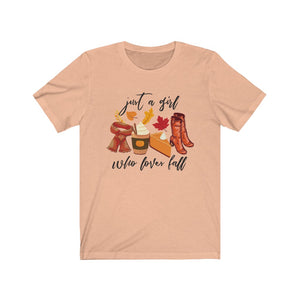 Just  A Girl Who Loves Fall Unisex Tee - Fall Shirt, Autumn Shirt, Fall Pumpkin Spice Tshirt