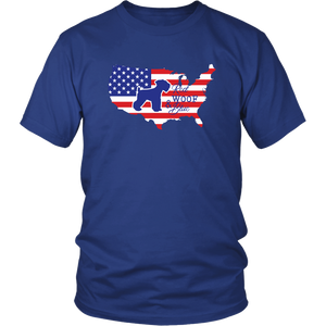 Unisex T-Shirt Patriotic Schnauzer Red Woof Blue  - 4th July Independence Day - American Flag