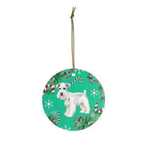 Custom Christmas Ceramic Ornaments - Green Background