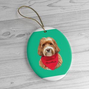 Custom Ceramic Ornaments - Add Red Bandana and Name of Pet! Sample: Reagandoodle