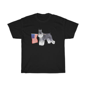Miniature Schnauzer Patriotic American Flag Unisex Heavy Cotton Tee Independence Day 4th July Schnauzer Lover