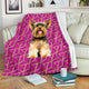 Yorkshire Terrier Premium Blanket - Geometric Style 4 - Dark Pink