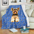 Yorkshire Terrier Premium Blanket - Geometric Style 4 - Blue