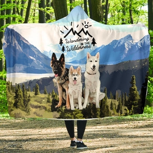 The "Wolves" Wandering in The Wilderness Hooded Blanket